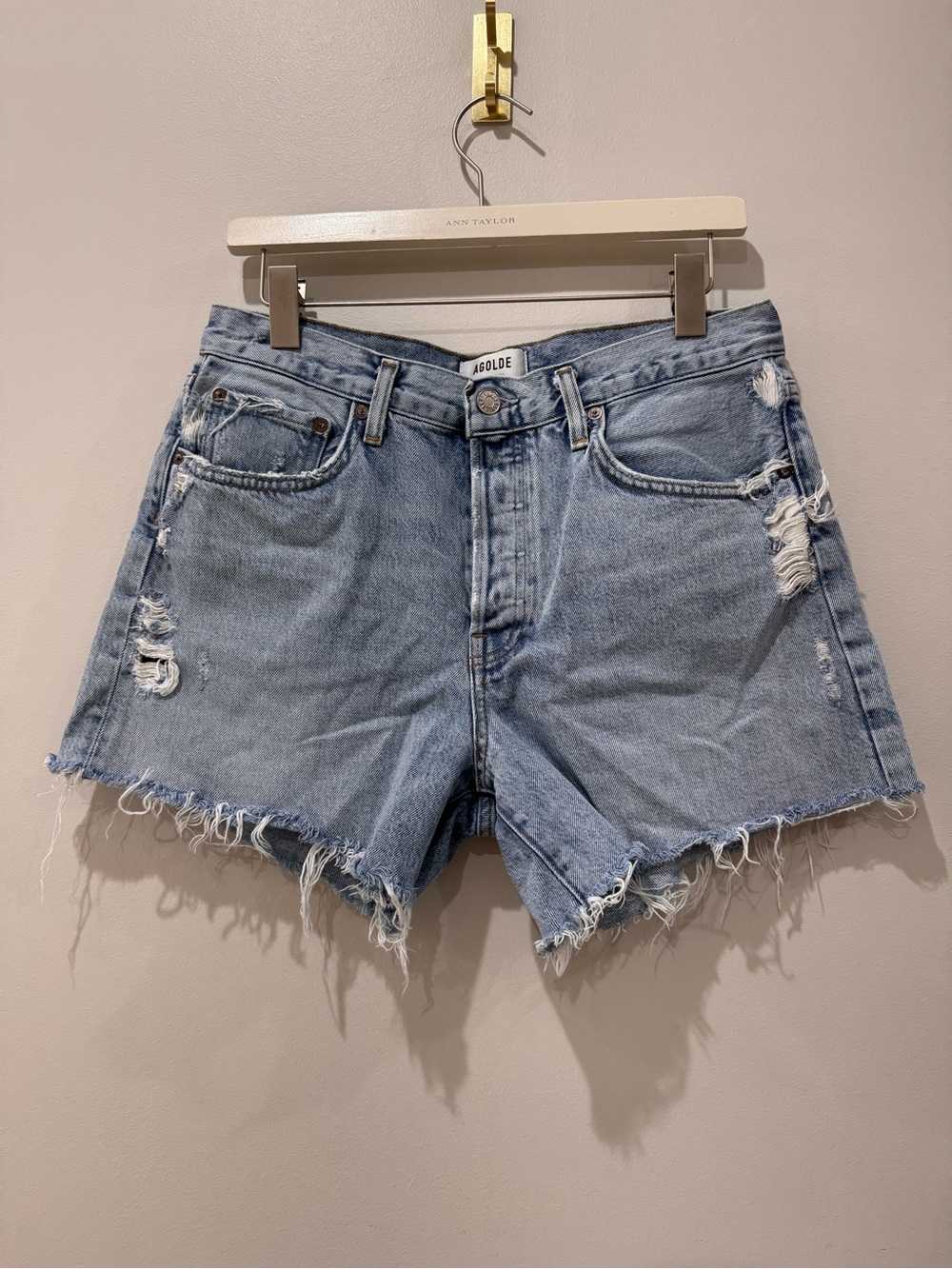 Agolde Sz 28 Parker Long Denim Shorts 4in Inseam